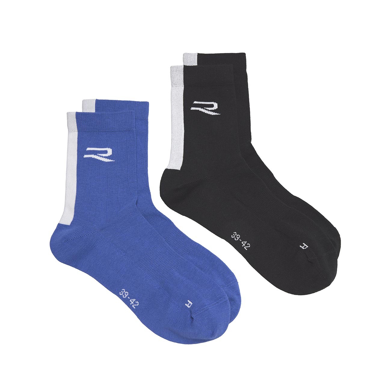 "R" Socke, Schwarz/Blau