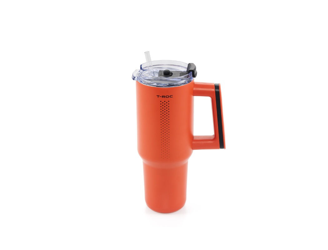 Trinkbecher "T-Roc", Rot, Trinkhalm