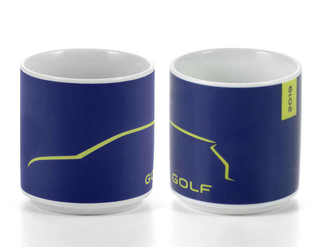 Becher "Golf", Dunkelblau/Gelb