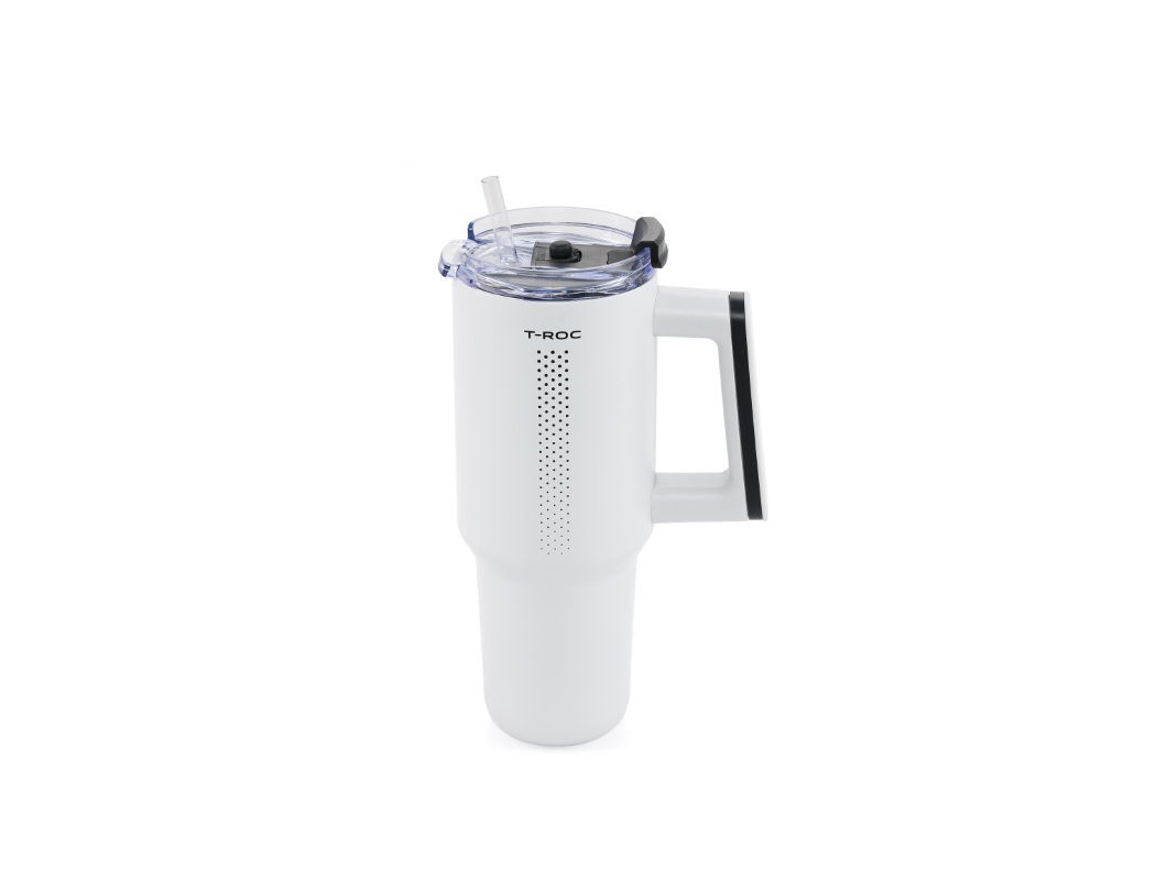 Trinkbecher "T-Roc", Grau, Trinkhalm