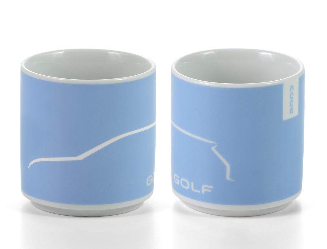 Becher "Golf" in Mittelblau/ Weiß