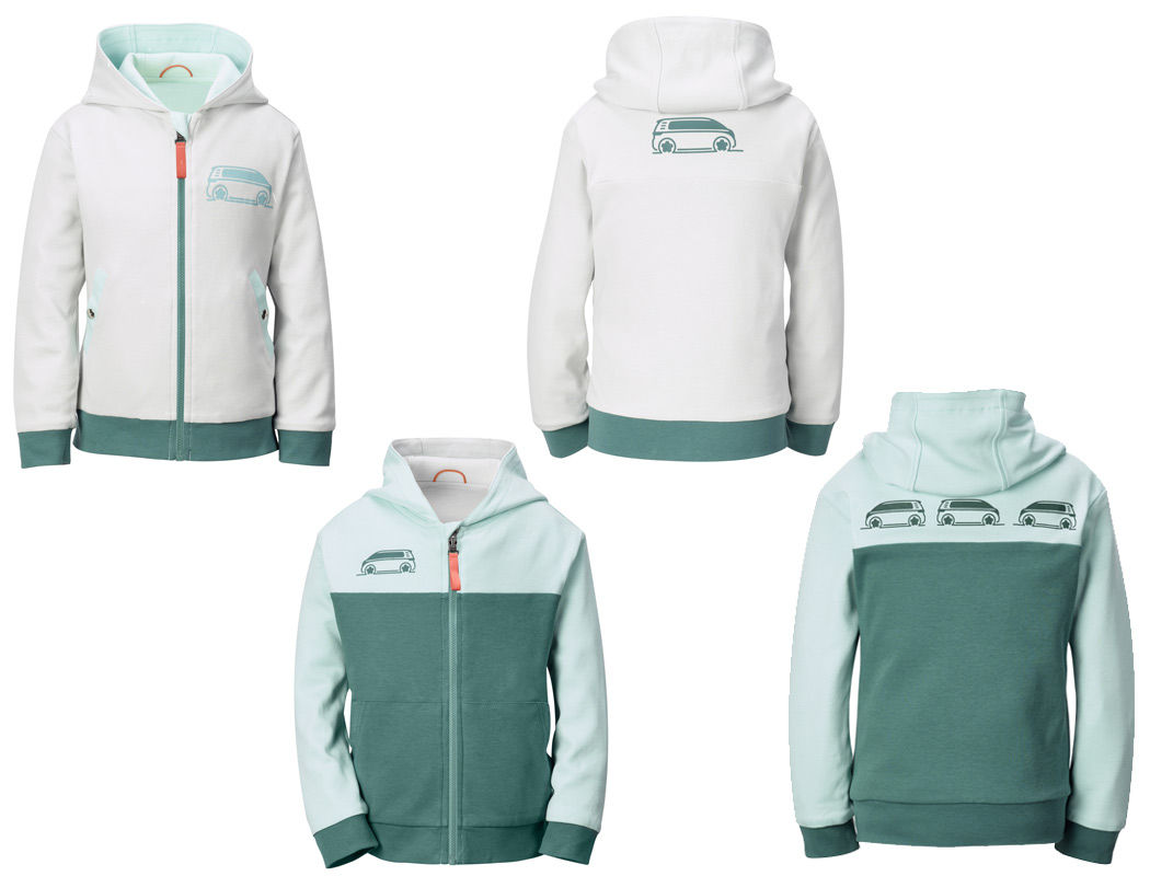 Wendejacke "ID. Buzz" mit Kapuze für Kinder in Petrol/ Hellgrau/ Mint
