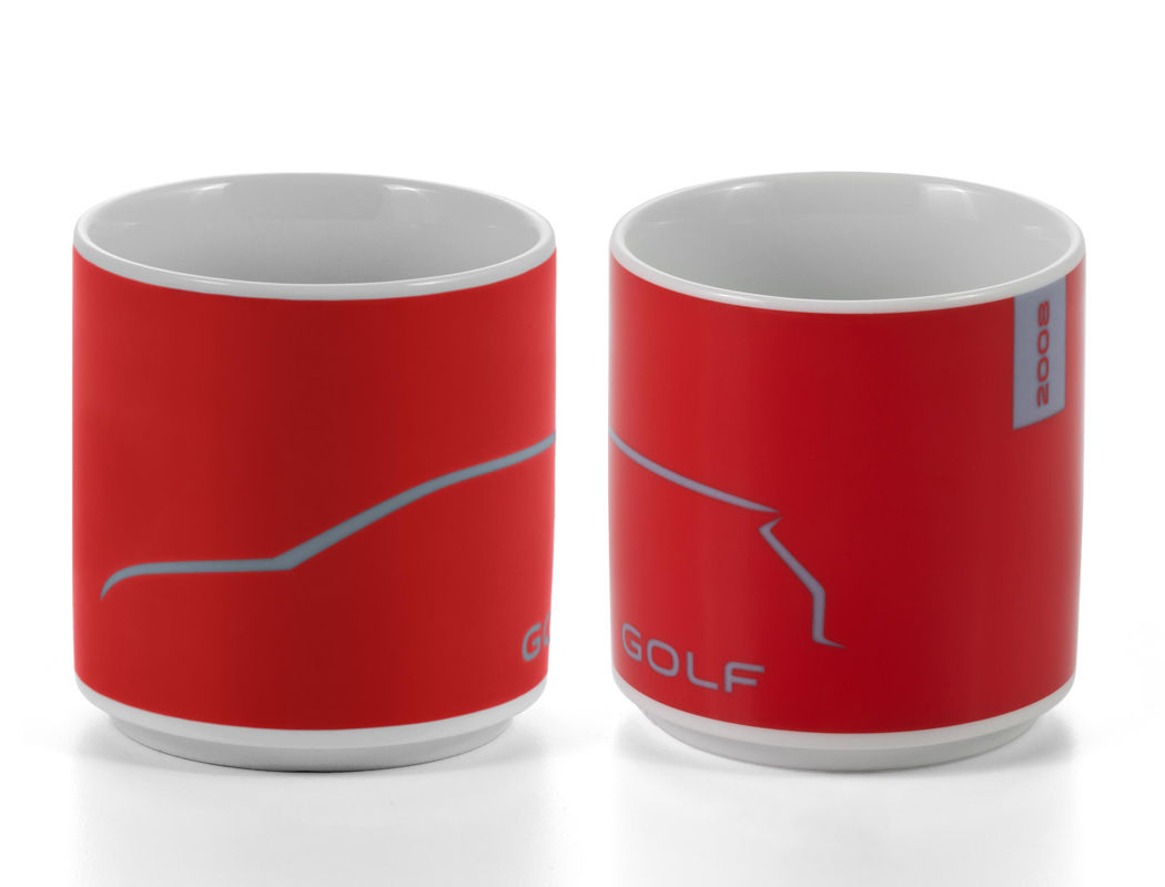 Becher "Golf" in Rot/ Hellgrau