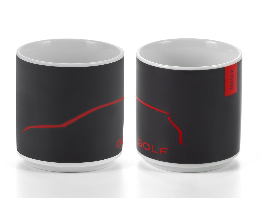 Becher "Golf" in Dunkelgrau/ Rot
